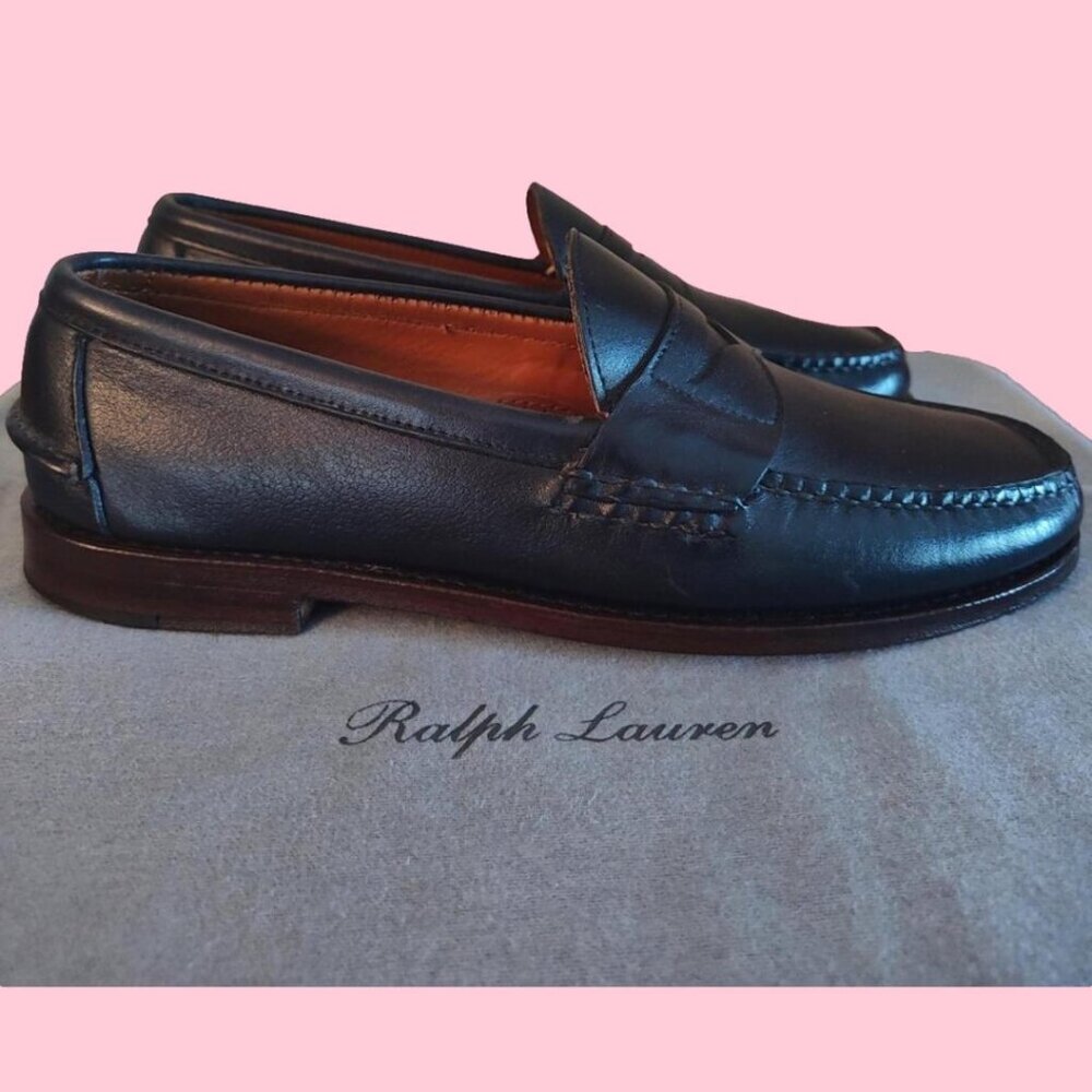 Ralph Lauren Navy Leather Loafers Shoes 8.5